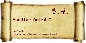 Vendler Anikó névjegykártya