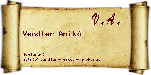 Vendler Anikó névjegykártya